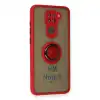 Xiaomi Redmi Note 9 Kılıf Montreal Yüzüklü Silikon Kapak - Kırmızı