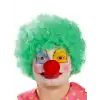 Yeşil Renk Kıvırcık Afro Bonus Peruk Takma Saç Ve Kırmızı Burun Seti