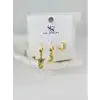 Zirkon Taşlı Üçlü Kombin Küpe