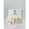 Zirkon Taşlı Üçlü Kombin Küpe
