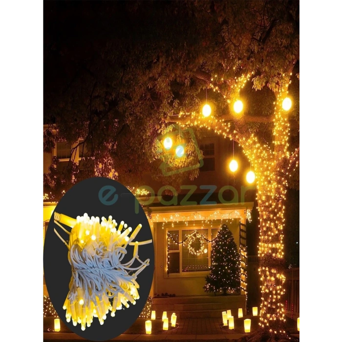 10m 100 Led Ip65 Dış Mekan Led Işık Beyaz Kablo