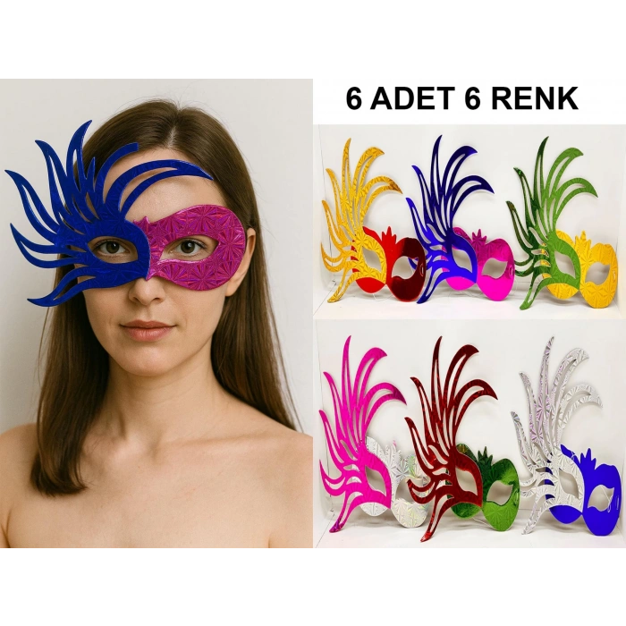 639lı Renkli Balo Maskesi Seti | Karton  Lastikli (yetişkin-çocuk Uyumlu)