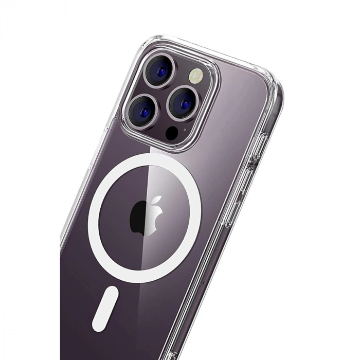 Apple İphone 14 Pro Max Combo Sert Şeffaf Magsafe Kapak - Şeffaf
