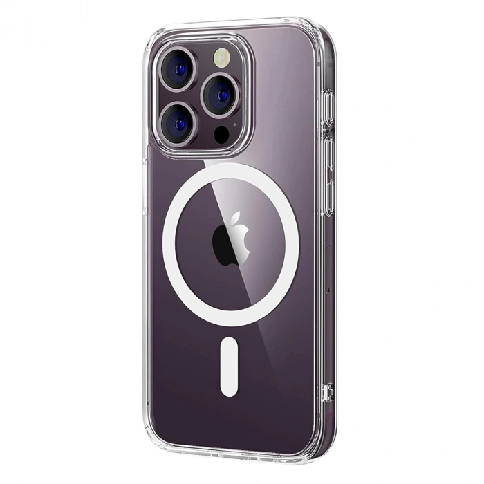 Apple İphone 15 Pro Max Combo Sert Şeffaf Magsafe Kapak - Şeffaf