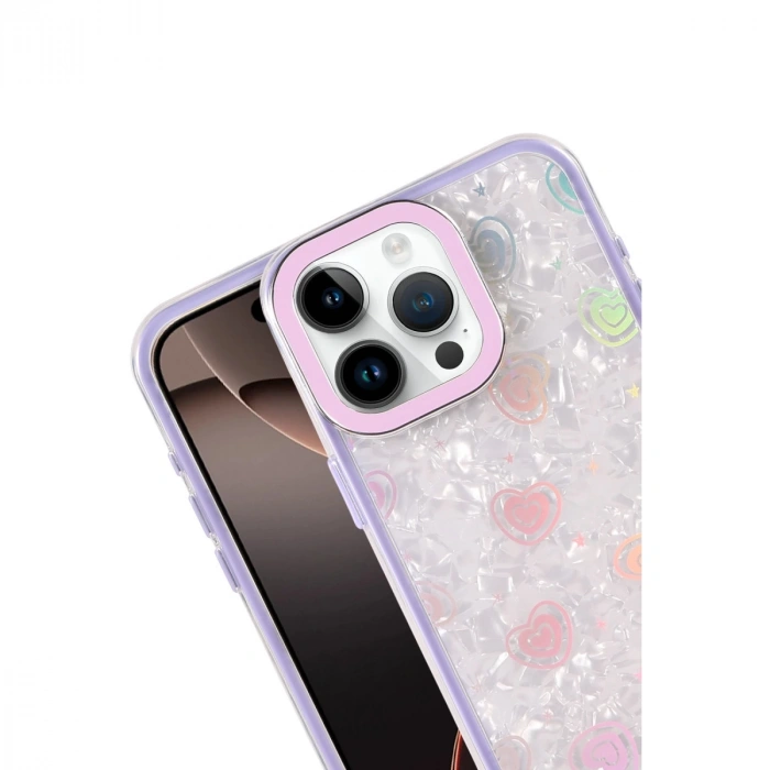 Apple İphone 15 Pro Max Lumi Desenli Kapak - Mor