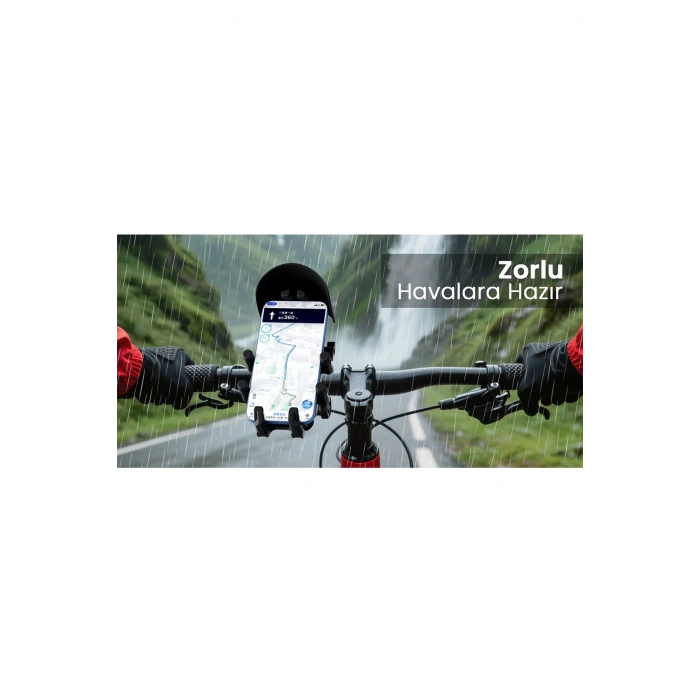 Gidon Bağlantılı Güneş Ve Yağmur Korumalı 360° Derece Ayarlanabilir Motosiklet Bisiklet Telefon Tutucu