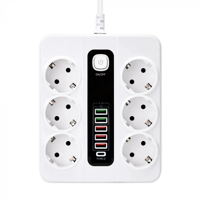 Hp-h04 3000w 10amper 6’lı 2metre Uzatma Kablolu Çoklu Termal Akım Priz