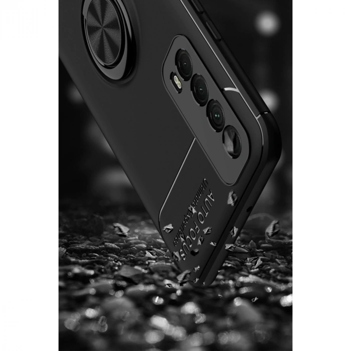 Huawei P Smart 2021 Kılıf Range Yüzüklü Silikon - Siyah-gold