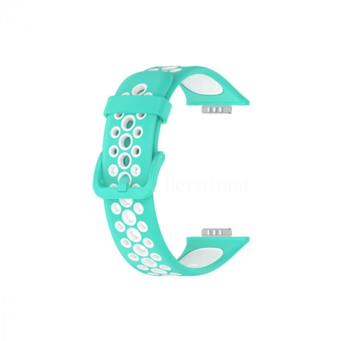 Huawei Watch Fit 2 Spor Delikli Kordon - Turkuaz-beyaz