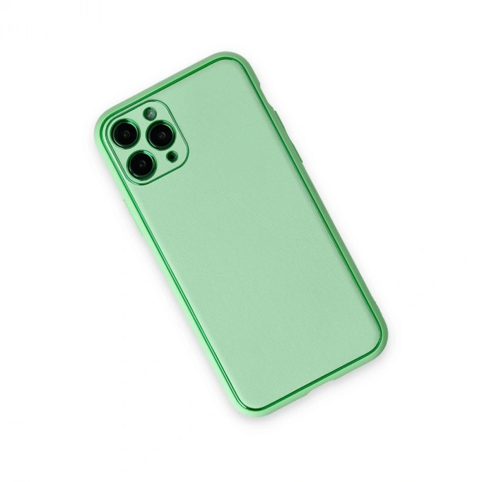 İphone 11 Pro Kılıf Coco Deri Silikon Kapak - Açık Yeşil