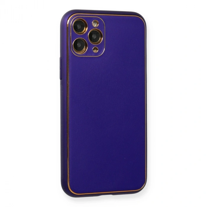 İphone 11 Pro Kılıf Coco Deri Silikon Kapak - Mor