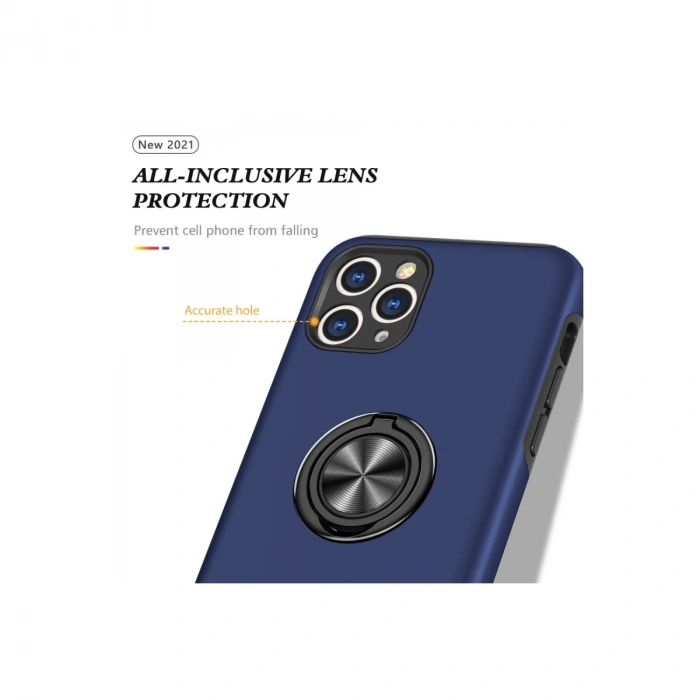 İphone 11 Pro Max Kılıf Elit Yüzüklü Kapak - Lacivert