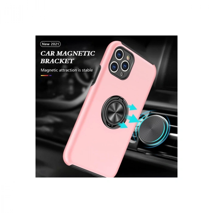 İphone 11 Pro Max Kılıf Elit Yüzüklü Kapak - Pembe