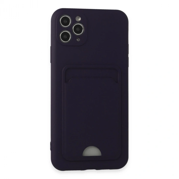 İphone 11 Pro Max Kılıf Kelvin Kartvizitli Silikon - Derin Mor