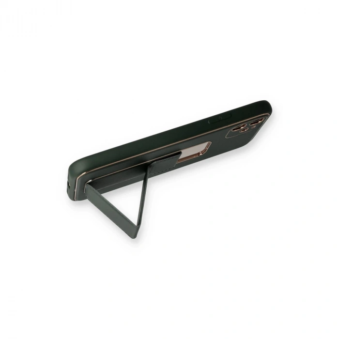 İphone 12 Kılıf Coco Deri Standlı Kapak - Füme