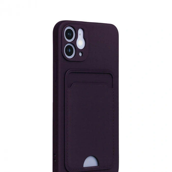 İphone 12 Kılıf Kelvin Kartvizitli Silikon - Derin Mor