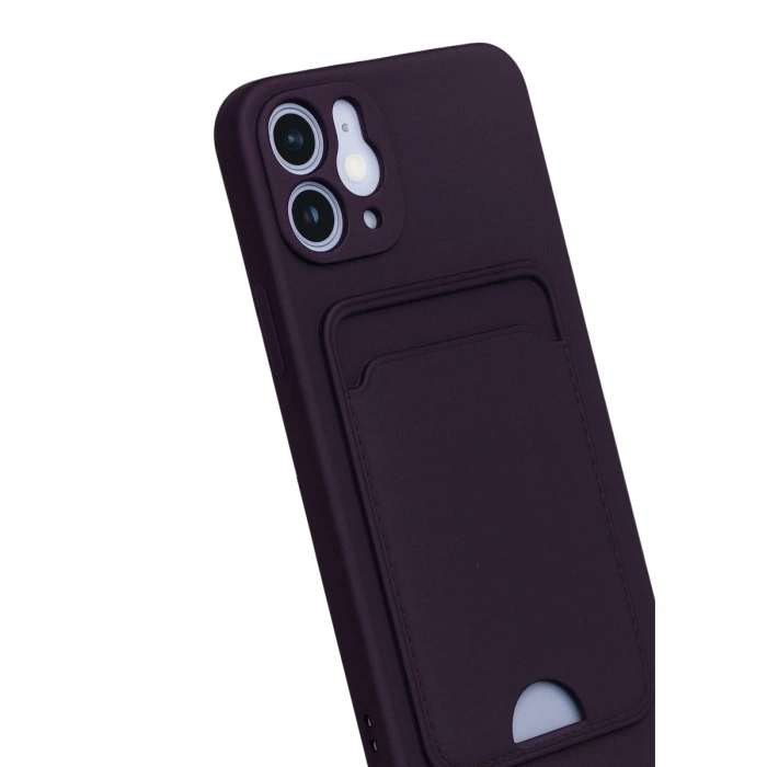 İphone 12 Kılıf Kelvin Kartvizitli Silikon - Derin Mor