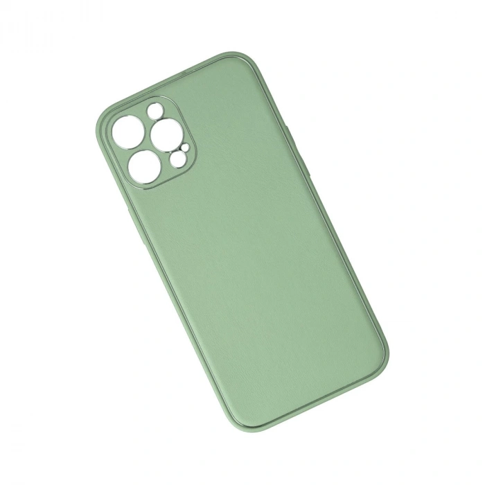 İphone 12 Pro Kılıf Coco Deri Silikon Kapak - Açık Yeşil