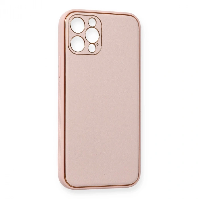 İphone 12 Pro Kılıf Coco Deri Silikon Kapak - Pembe