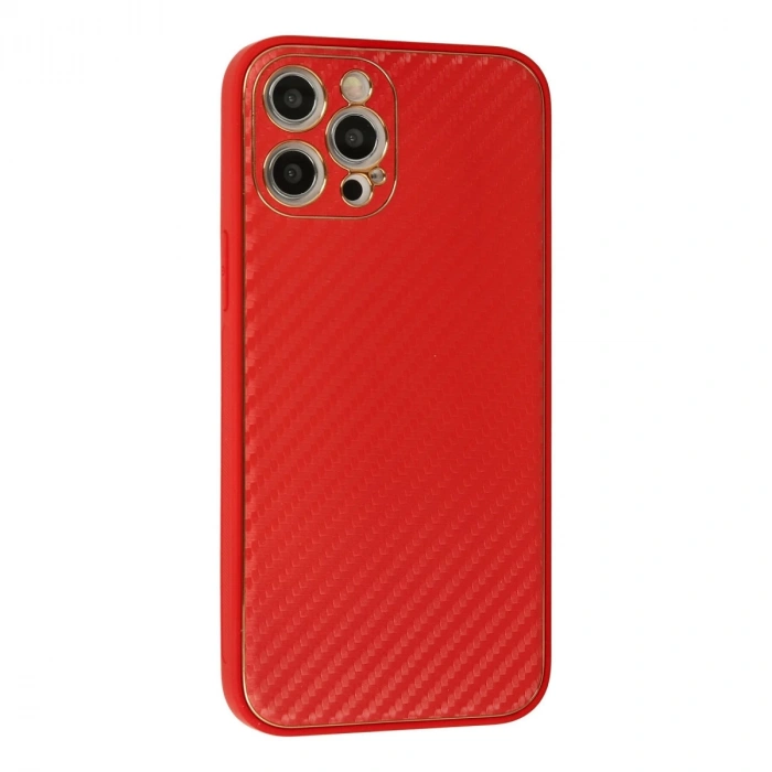 İphone 12 Pro Kılıf Coco Karbon Silikon - Kırmızı