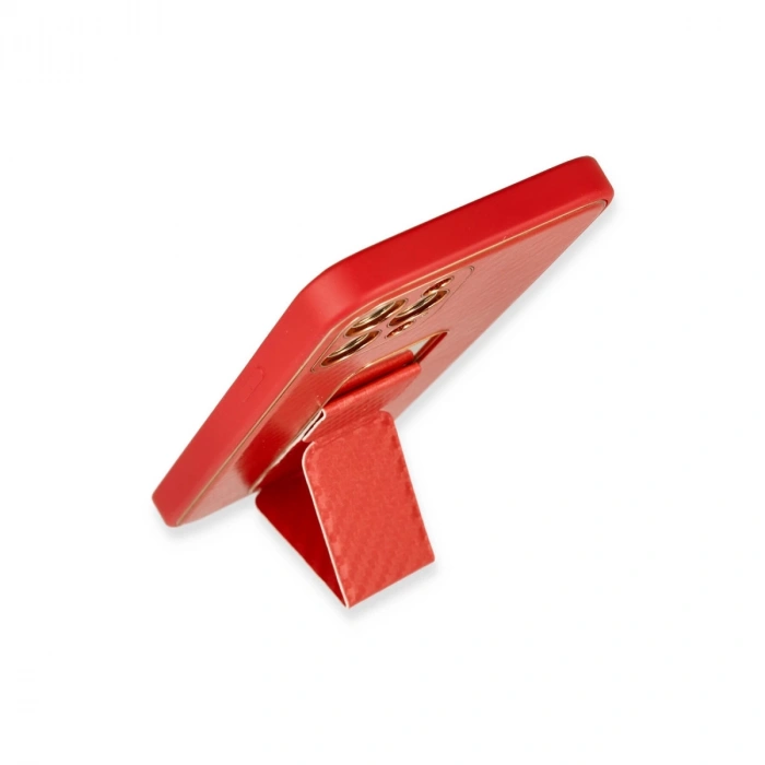 İphone 12 Pro Kılıf Coco Karbon Standlı Kapak - Kırmızı