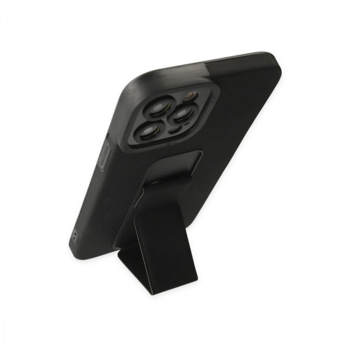 İphone 12 Pro Kılıf Mega Standlı Silikon - Siyah