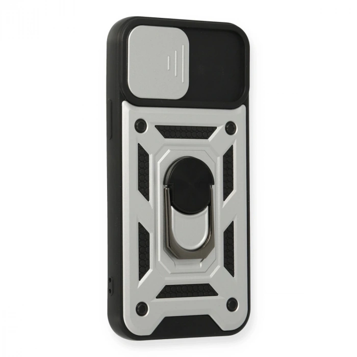 İphone 12 Pro Kılıf Pars Lens Yüzüklü Silikon - Gümüş