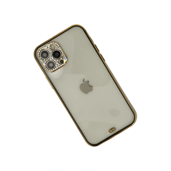 İphone 12 Pro Max Kılıf Liva Taşlı Silikon - Siyah