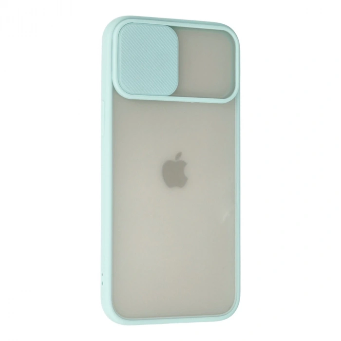 İphone 12 Pro Max Kılıf Palm Buzlu Kamera Sürgülü Silikon - Turkuaz