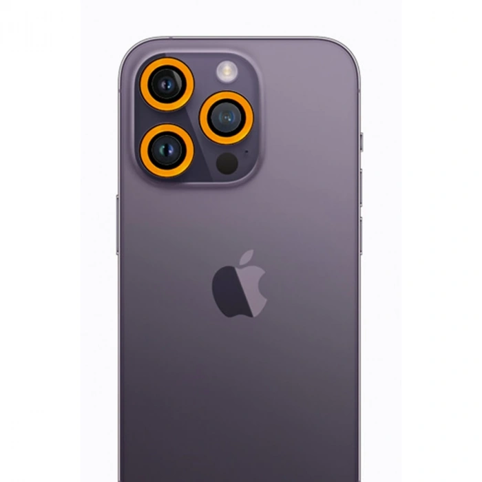 İphone 12 Pro Neon Fosforlu Kamera Lens - Sarı
