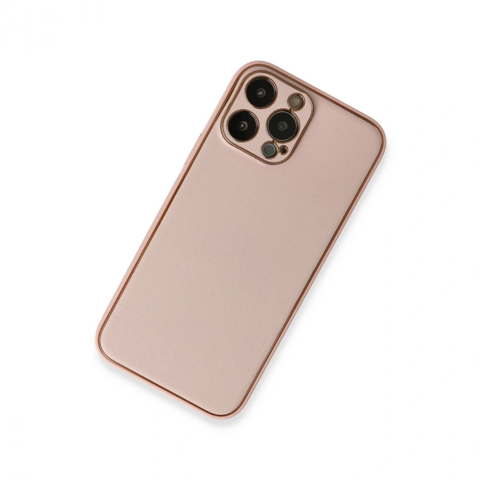 İphone 13 Pro Kılıf Coco Deri Silikon Kapak - Pembe