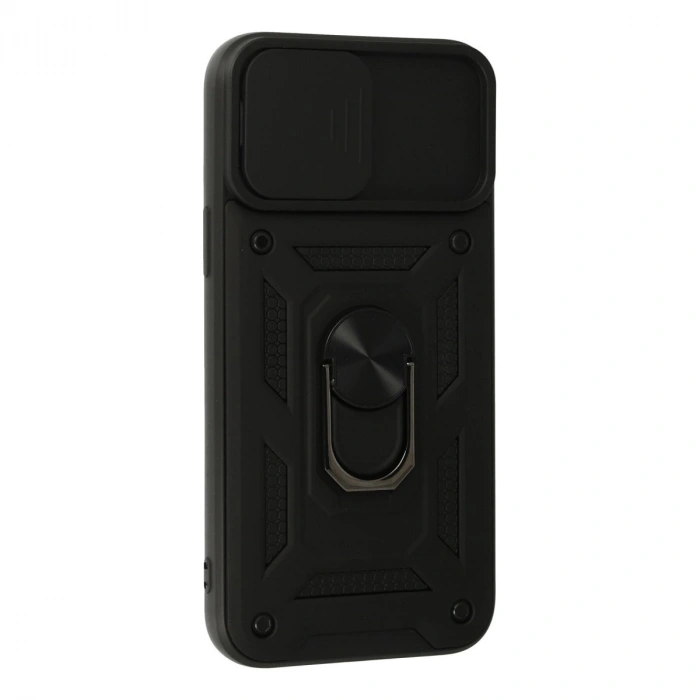 İphone 13 Pro Max Kılıf Pars Lens Yüzüklü Silikon - Siyah