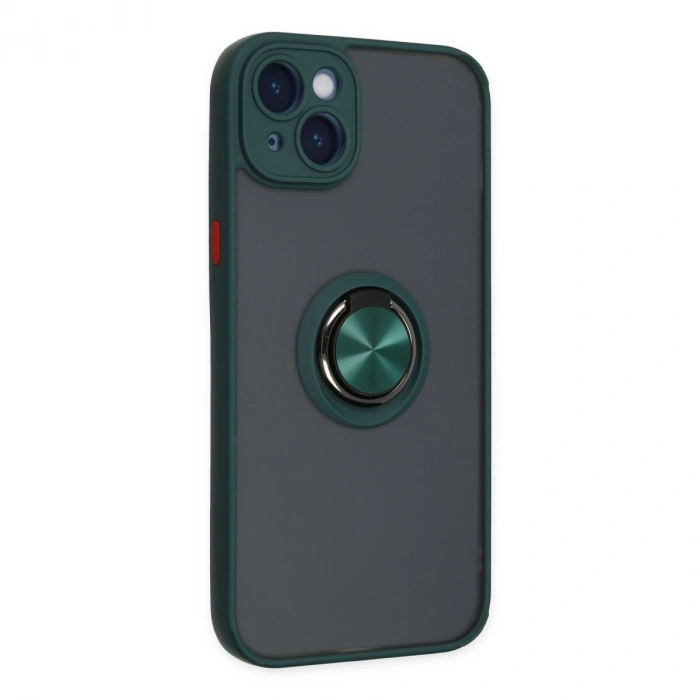 İphone 14 Kılıf Montreal Yüzüklü Silikon Kapak - Yeşil