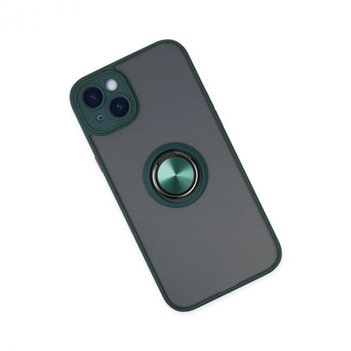 İphone 14 Kılıf Montreal Yüzüklü Silikon Kapak - Yeşil