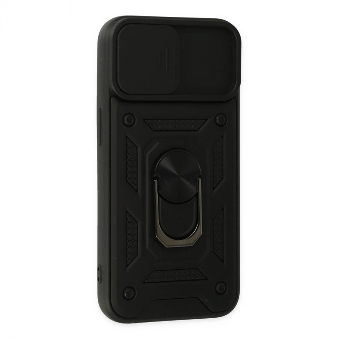 İphone 14 Kılıf Pars Lens Yüzüklü Silikon - Siyah