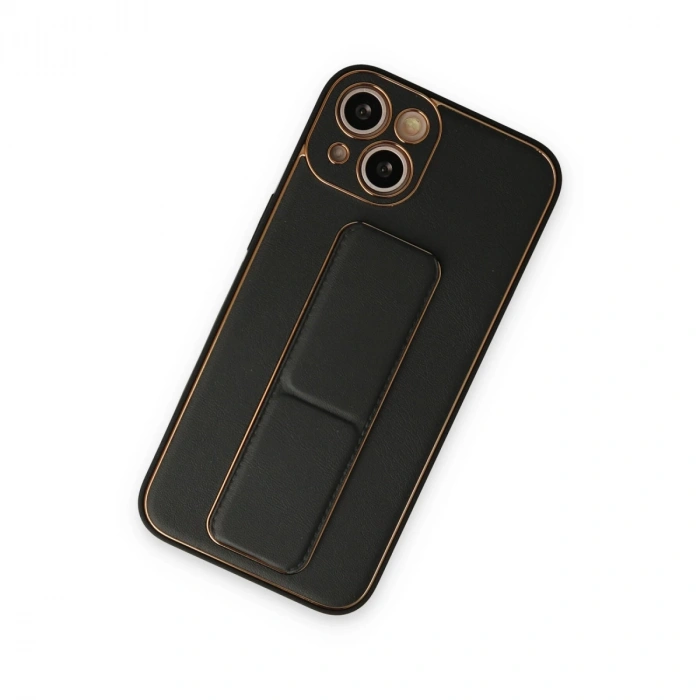İphone 14 Plus Kılıf Coco Deri Standlı Kapak - Siyah