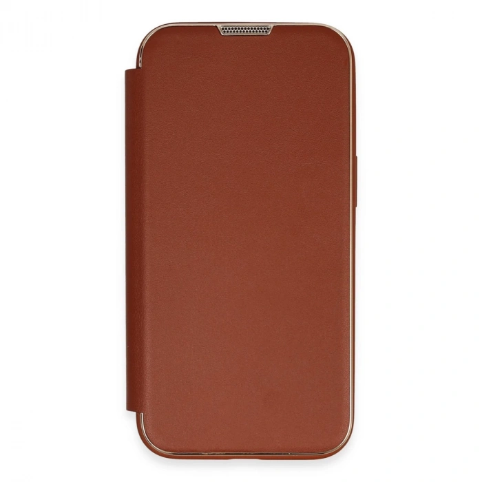 İphone 14 Pro Max Kılıf Dolpin Kapaklı - Kahverengi