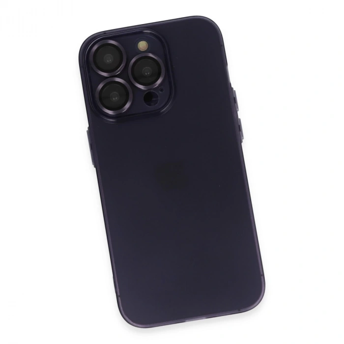 İphone 14 Pro Max Kılıf Luko Lens Silikon - Derin Mor
