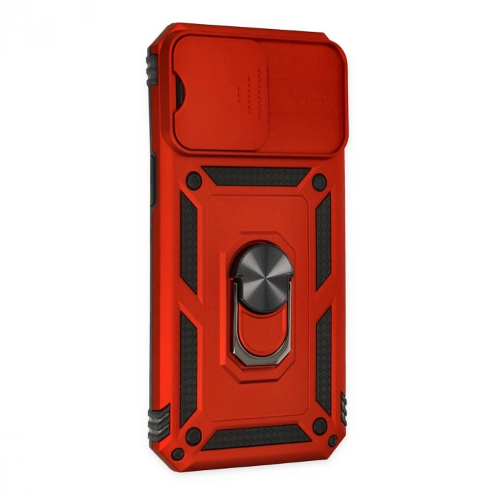 İphone 14 Pro Max Kılıf Pars Lens Yüzüklü Silikon - Kırmızı