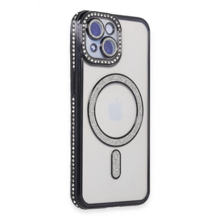 İphone 15 Kılıf Joke Simli Magneticsafe Kılıf - Siyah