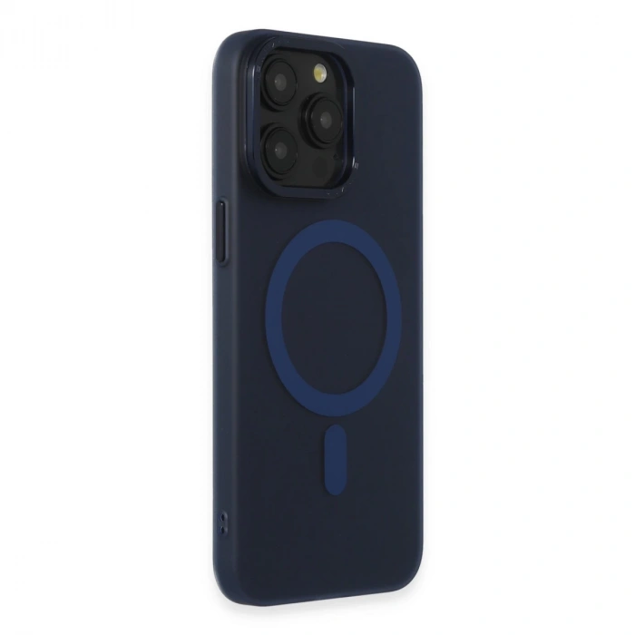 İphone 15 Pro Max Kılıf Lodos Magneticsafe Mat Kapak - Mavi