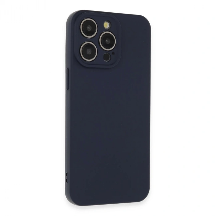 İphone 15 Pro Max Kılıf Nano İçi Kadife Silikon - Lacivert