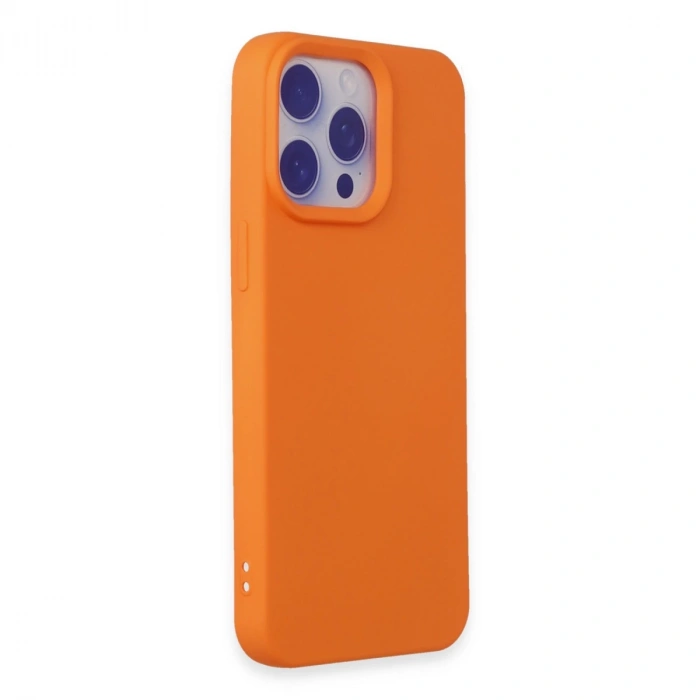 İphone 15 Pro Max Kılıf Nano İçi Kadife Silikon - Turuncu
