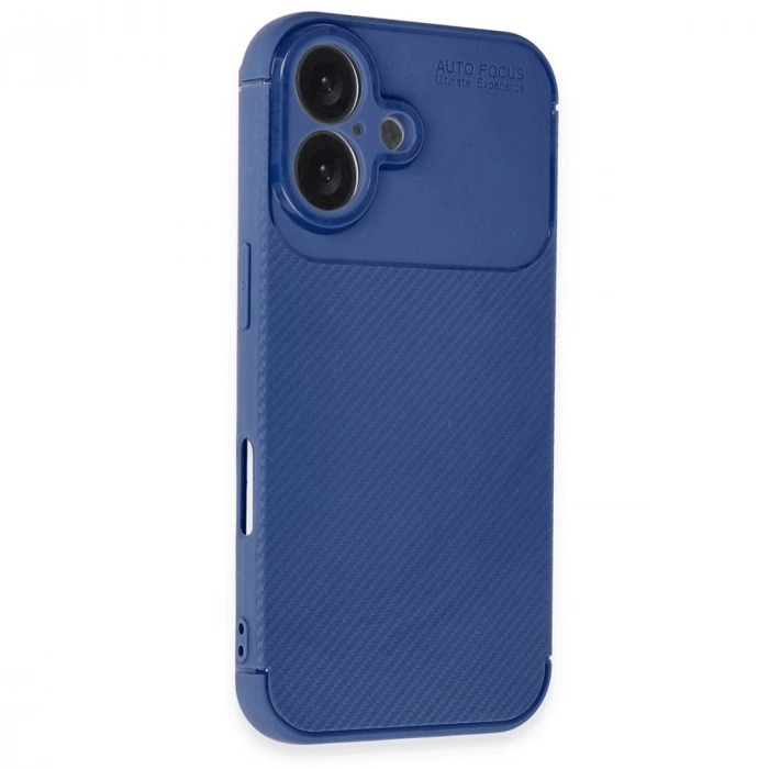 İphone 16 Kılıf Auto Focus Karbon Kapak - Lacivert