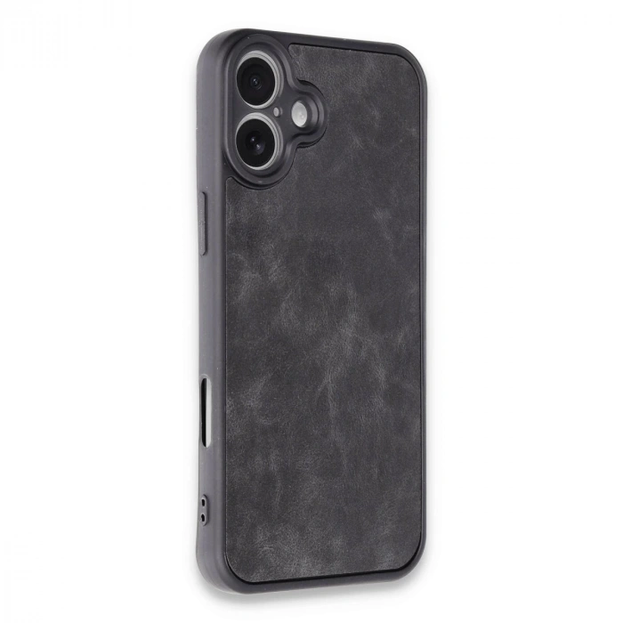 İphone 16 Plus Kılıf Aras Deri Kapak - Siyah