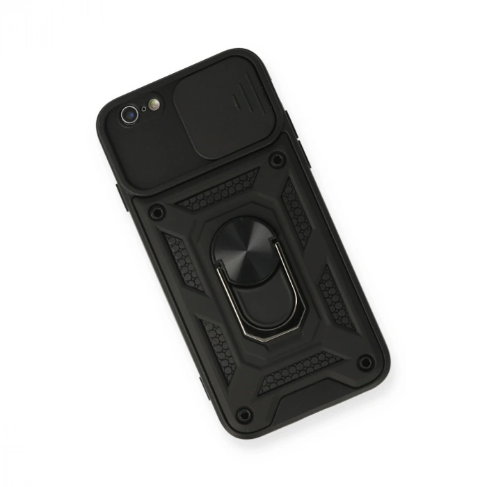 İphone 6 Kılıf Pars Lens Yüzüklü Silikon - Siyah