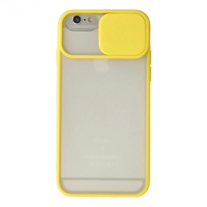 İphone 6 Plus Kılıf Palm Buzlu Kamera Sürgülü Silikon - Sarı
