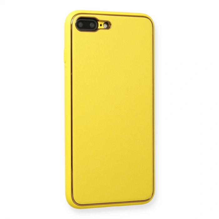 İphone 7 Plus Kılıf Coco Deri Silikon Kapak - Sarı