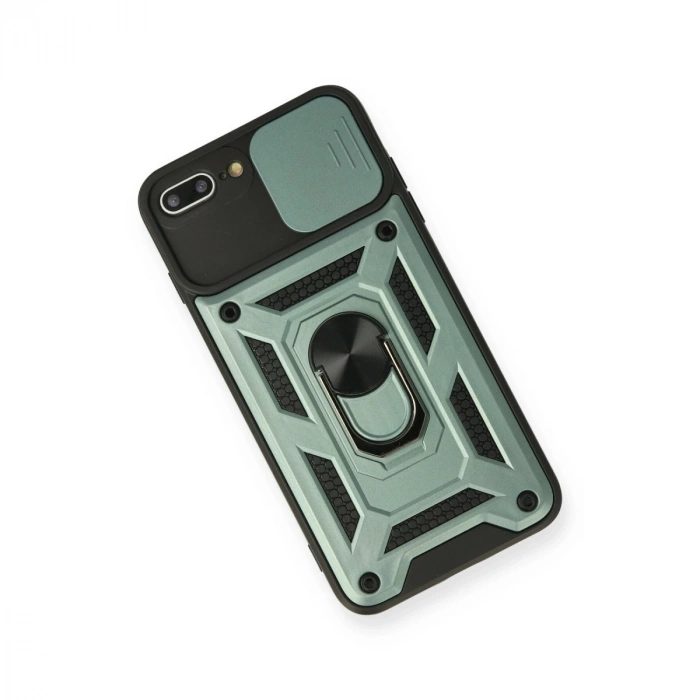 İphone 7 Plus Kılıf Pars Lens Yüzüklü Silikon - Yeşil