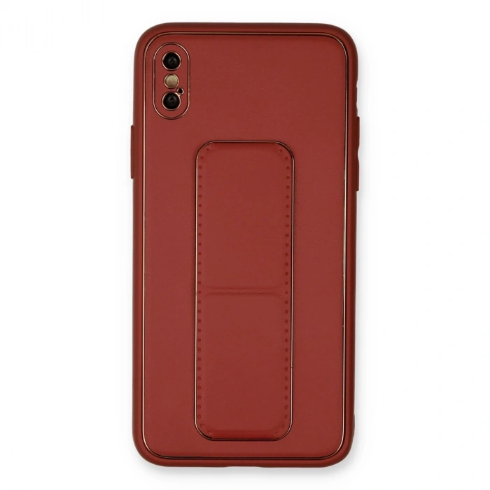 İphone Xs Max Kılıf Coco Deri Standlı Kapak - Fuşya